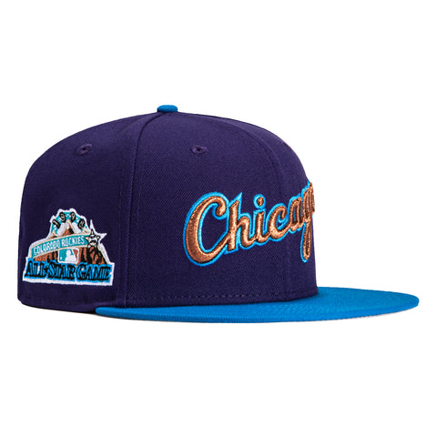New Era 59Fifty Chicago White Sox 1998 All Star Game Patch Script Hat - Purple, Neon Blue