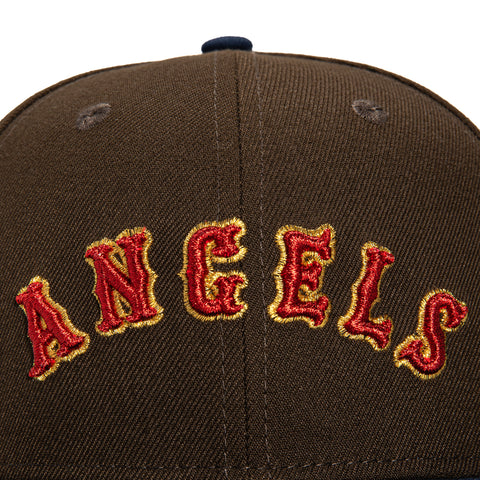 New Era 59Fifty Walnut Scripts Los Angeles Angels 60th Anniversary Patch Word Hat - Brown, Navy