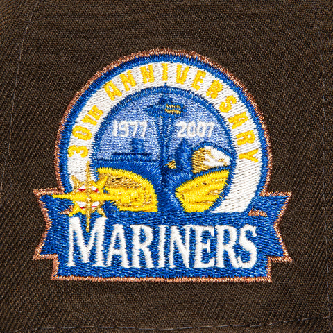 New Era 59Fifty Walnut Scripts Seattle Mariners 30th Anniversary Patch Script Hat - Brown, Royal