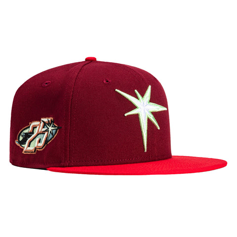 New Era 59Fifty Tampa Bay Rays 25th Anniversary Patch Burst Hat - Cardinal, Red