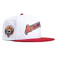 New Era 59Fifty Arizona Diamondbacks 25th Anniversary Patch Word Hat - White, Cardinal, Metallic Silver