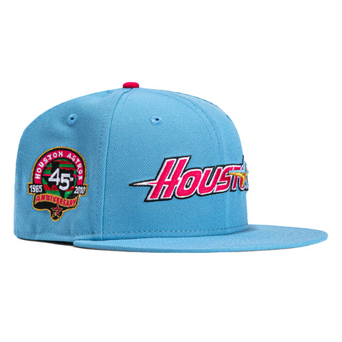 New Era 59Fifty Houston Astros 45th Anniversary Patch Word Hat - Light Blue, Magenta