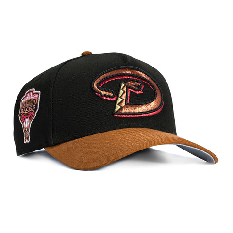 New Era 9Forty A-Frame Arizona Diamondbacks Inaugural Patch Snapback D Hat - Black, Brown New Era