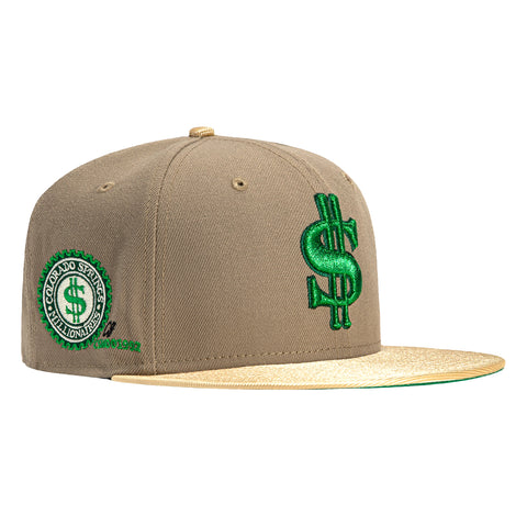 New Era 59Fifty Cash Pack Colorado Springs Millionaires Logo Patch Hat - Khaki, Metallic Gold