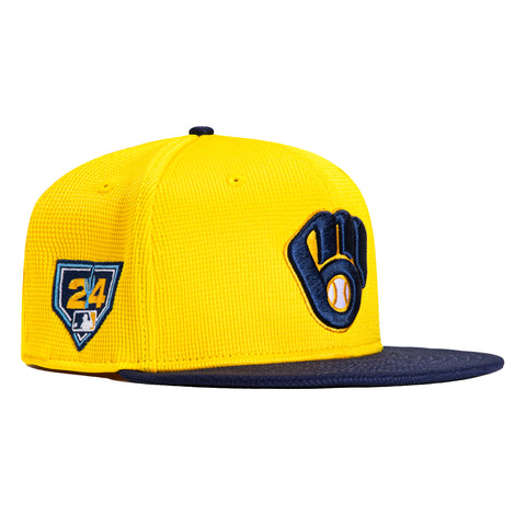 New Era 59Fifty Milwaukee Brewers 2024 Spring Training Patch Hat - Gold, Light Navy
