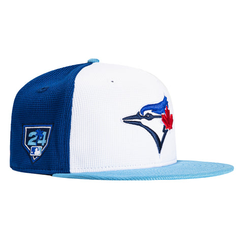 New Era 59Fifty Toronto Blue Jays 2024 Spring Training Patch Rail Hat - White, Royal, Light Blue