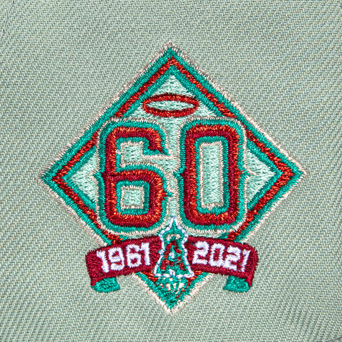 New Era 59Fifty Los Angeles Angels 60th Anniversary Patch Word Hat - Mint, Cardinal