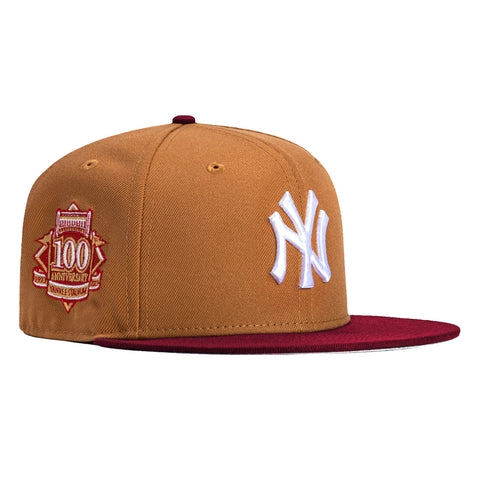 New Era 59Fifty New York Yankees 100th Anniversary Stadium Patch Hat - Khaki, Cardinal