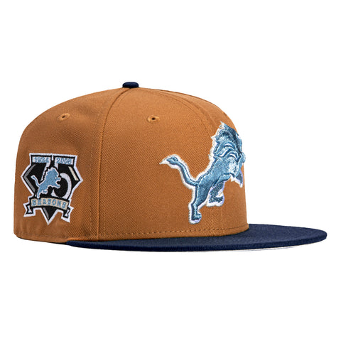 New Era 59Fifty Detroit Lions 75th Anniversary Patch Hat - Khaki, Navy