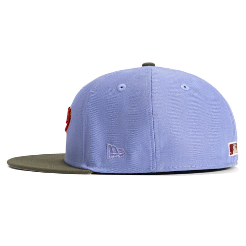 New Era 59Fifty San Francisco Giants 50th Anniversary Patch Script Hat - Lavender, Olive, Red, Metallic Copper
