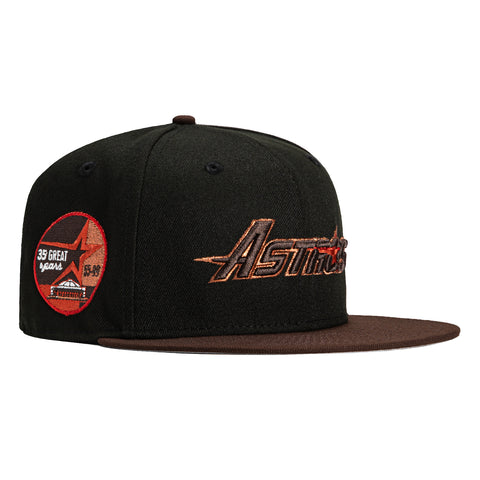 New Era 59Fifty Houston Astros 35 Years Patch Word Hat - Black, Brown