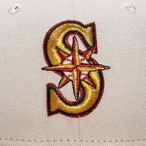 New Era 59Fifty Seattle Mariners 20th Anniversary Patch Hat - Stone, Gold, Black, Metallic Silver