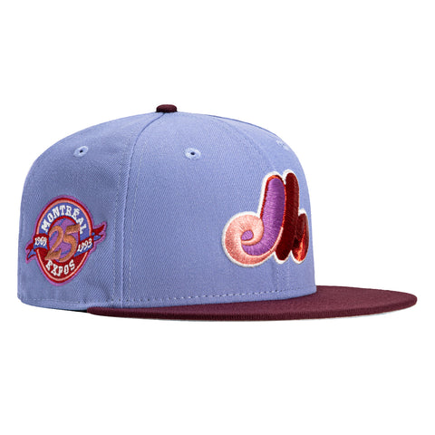 New Era 59Fifty Montreal Expos 25th Anniversary Patch Hat - Lavender, Maroon
