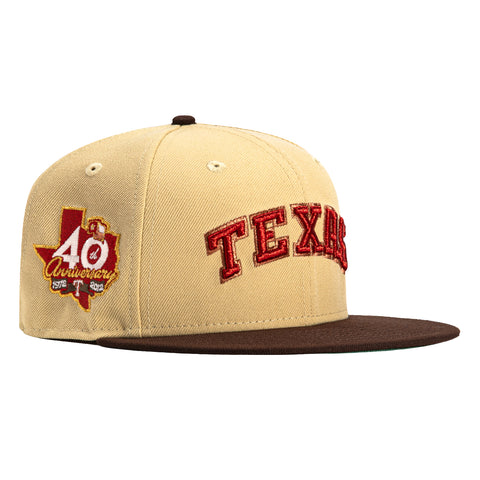 New Era 59Fifty Texas Rangers 40th Anniversary Patch Word Hat - Tan, Brown