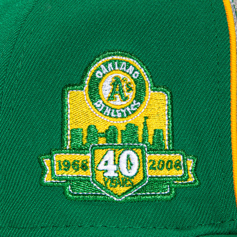 New Era 59Fifty Oakland Athletics 40th Anniversary Patch Script Hat - Heather Grey, Kelly, Gold