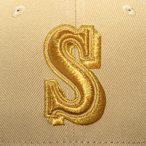 New Era 59Fifty Seattle Mariners 25th Anniversary Patch Hat - Tan, Brown, Metallic Gold