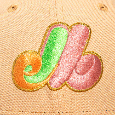 New Era 59Fifty Montreal Expos 1982 All Star Game Patch Hat - Tan, Brown, Pink, Lime Green, Light Orange