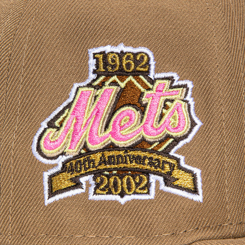 New Era 59Fifty New York Mets 40th Anniversary Patch Word Hat - Tan, Brown, Pink