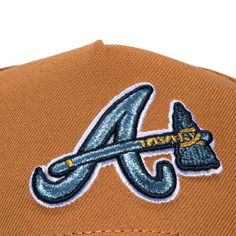 New Era 9Forty A-Frame Atlanta Braves 2000 All Star Game Patch Snapback Hat - Khaki, Indigo