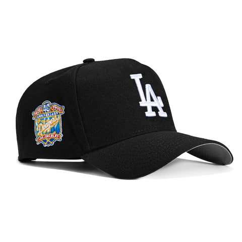 New Era 9Forty A-Frame Los Angeles Dodgers 40th Anniversary Stadium Patch Snapback Hat - Black, White