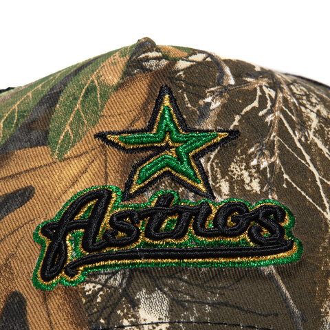 New Era 9Forty A-Frame Houston Astros 40th Anniversary Patch Snapback Rail Logo Hat - RealTree, Black
