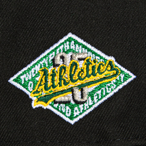 New Era 59Fifty Black Dome Oakland Athletics 25th Anniversary Patch Script Hat - Black