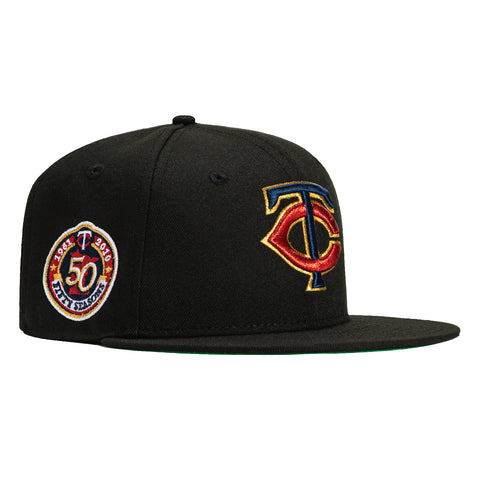 New Era 59Fifty Black Dome Minnesota Twins 50th Anniversary Patch Hat - Black