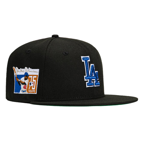 New Era 59Fifty Black Dome Los Angeles Dodgers Jackie Robinson 75th Anniversary Patch Hat - Black