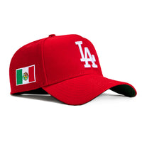 New Era 9Forty A-Frame Los Angeles Dodgers Mexico Flag Patch Snapback Hat - Red, White