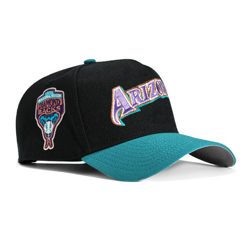 New Era 9Forty A-Frame Arizona Diamondbacks Inaugural Patch Word Snapback Hat - Black, Teal