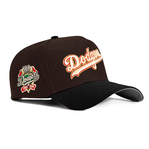 New Era 9Forty A-Frame Foam Los Angeles Dodgers 100th Anniversary Patch Word Snapback Hat - Brown, Black
