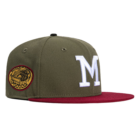 New Era 59Fifty Milwaukee Brewers 1955 All Star Game Patch Hat - Olive, Cardinal