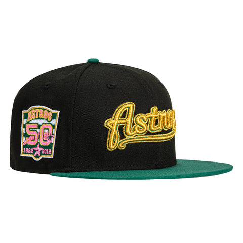 New Era 59Fifty Houston Astros 50th Anniversary Patch Word Hat - Black, Green