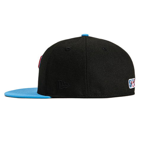New Era 59Fifty Tulsa Drillers Oilers Logo Patch Script Hat - Black, Light Blue