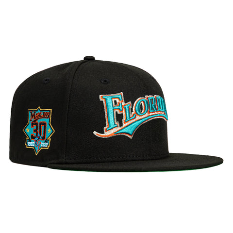 New Era 59Fifty Black Dome Miami Marlins 30th Anniversary Patch Word Hat - Black