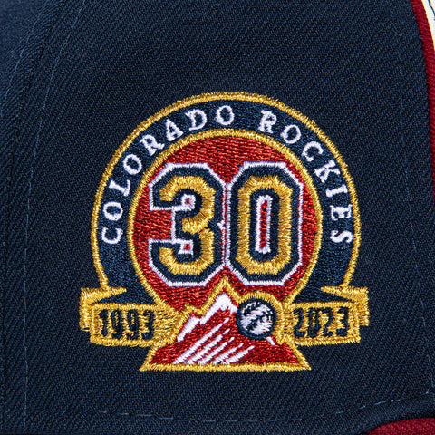 New Era 59Fifty Colorado Rockies 30th Anniversary Patch City Rail Hat - White, Navy, Cardinal, Gold