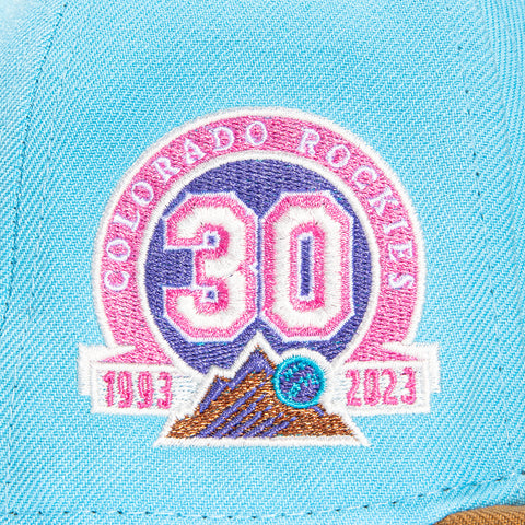 New Era 59Fifty Colorado Rockies 30th Anniversary Patch Mountain Cascade Hat - Light Blue, Khaki