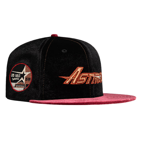 New Era 59Fifty Velvet Houston Astros 35 Years Patch Hat - Black, Cardinal