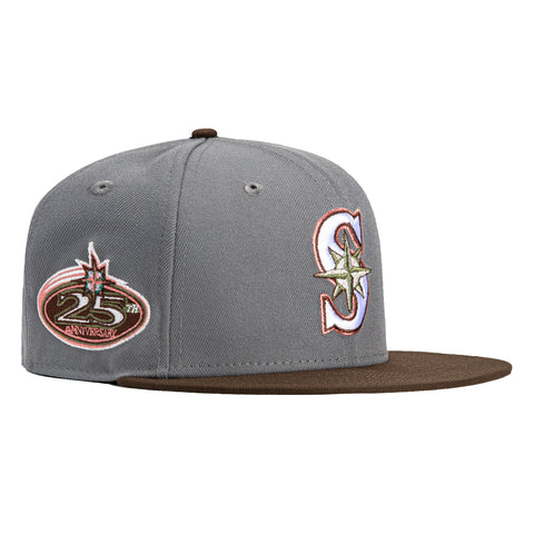 New Era 59Fifty Seattle Mariners 25th Anniversary Patch Hat - Storm Grey, Brown, Olive, Pink