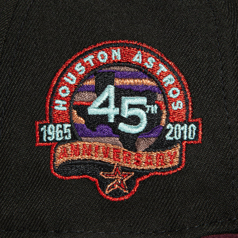 New Era 59Fifty Houston Astros 45th Anniversary Patch Word Hat - Black, Maroon, Light Orange, Metallic Copper