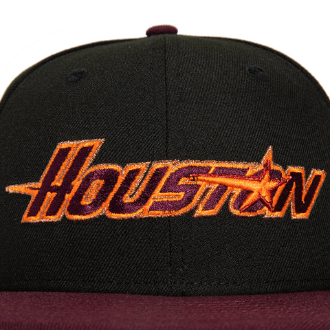 New Era 59Fifty Houston Astros 45th Anniversary Patch Word Hat - Black, Maroon, Light Orange, Metallic Copper