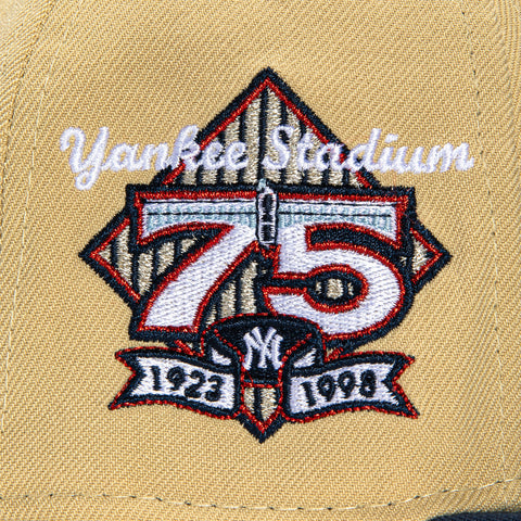 New Era 59Fifty New York Yankees 75th Anniversary Stadium Patch Hat - Tan, Navy, Metallic Gold