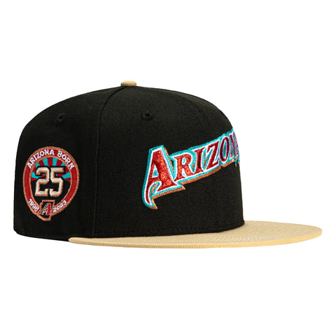 New Era 59Fifty Arizona Diamondbacks 25th Anniversary Patch Word Hat - Black, Tan, Sedona Red