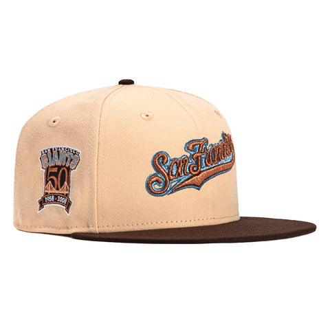 New Era 59Fifty San Francisco Giants 50th Anniversary Patch Script Hat - Peach, Brown