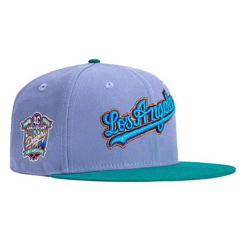 New Era 59Fifty Los Angeles Dodgers 40th Anniversary Patch Hat - Lavender, Teal