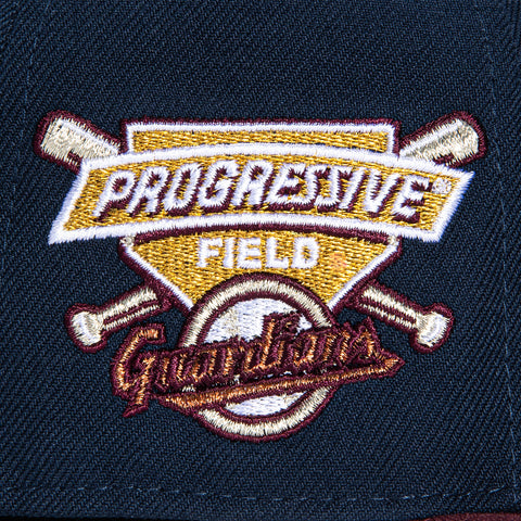 New Era 59Fifty Cleveland Guardians Progressive Field Patch Word Hat - Navy, Maroon
