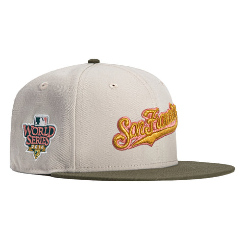 New Era 59Fifty San Francisco Giants 2010 World Series Patch Hat - Stone, Olive, Pink