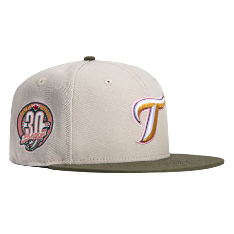 New Era 59Fifty Toronto Blue Jays 30th Anniversary Patch Word Hat - Stone, Olive, Pink