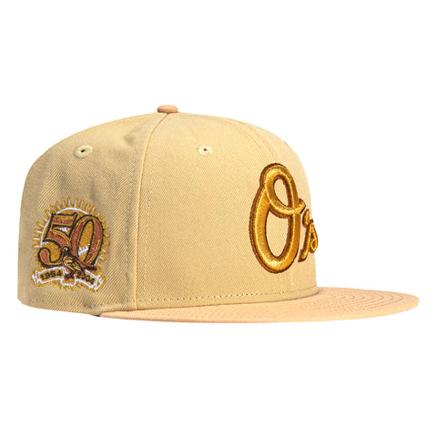 New Era 59Fifty Baltimore Orioles 50th Anniversary Patch Alternate Hat - Tan, Peach, Metallic Gold