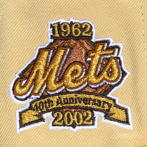 New Era 59Fifty New York Mets 40th Anniversary Patch Word Hat - Tan, Peach, Metallic Gold